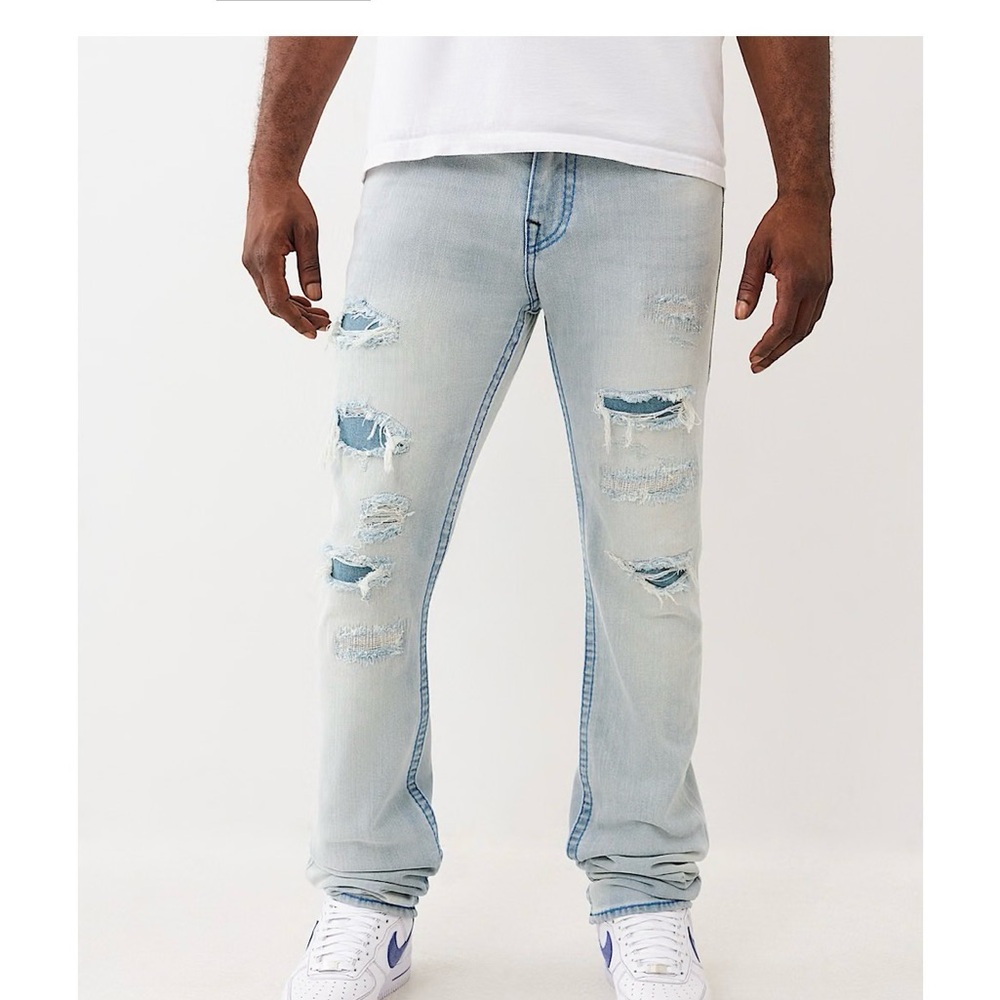 True Religion Light Blue Ripped Jeans